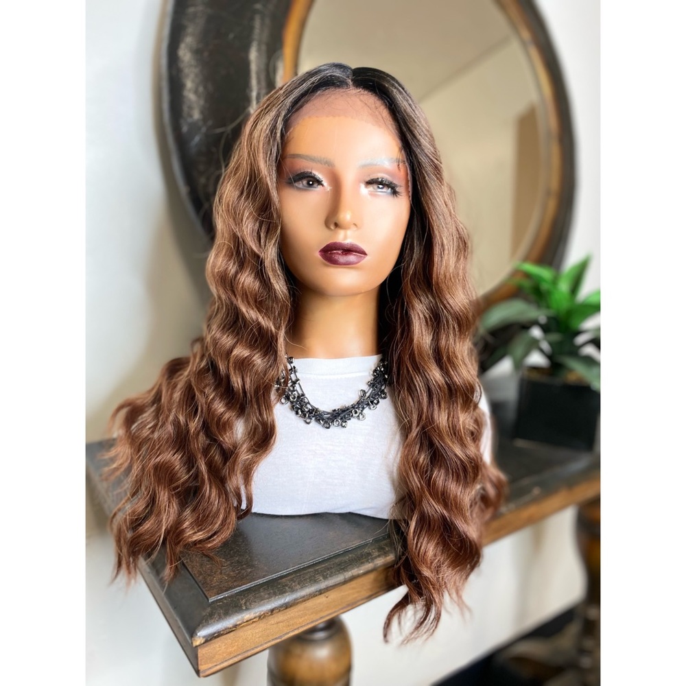 LILY| LONG BROWN OMBRÉ DEEP T PART LACE FRONT WIG